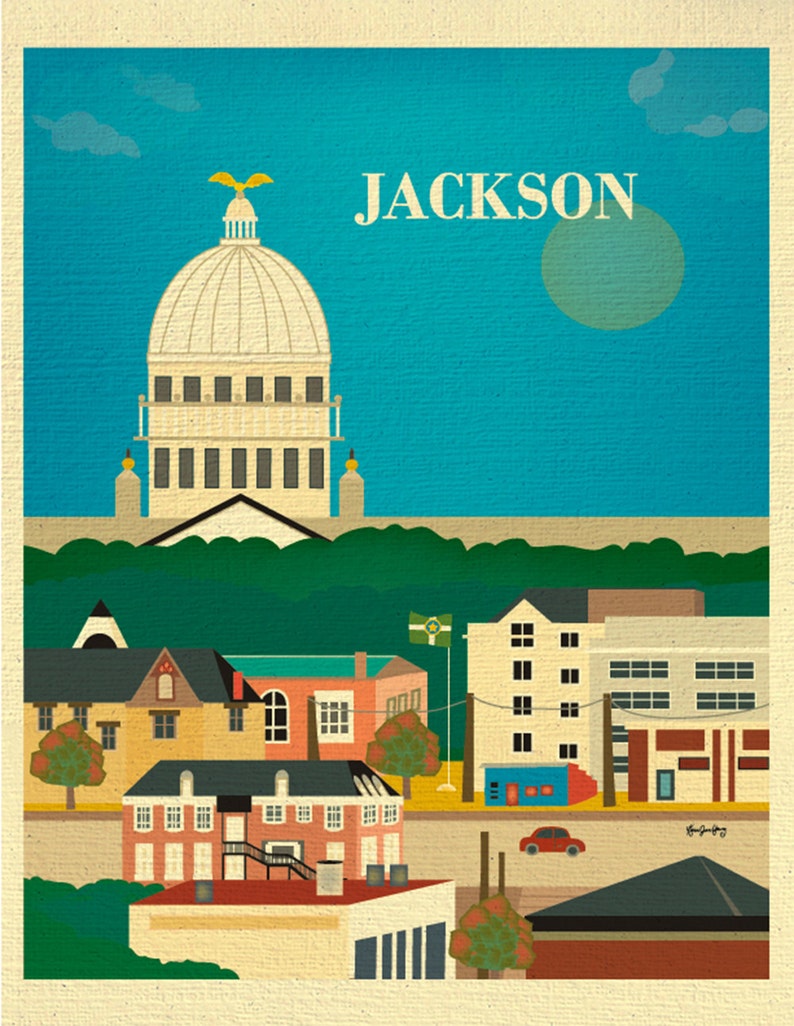 Jackson Mississippi Jackson MS Wall Art Jackson Skyline Etsy