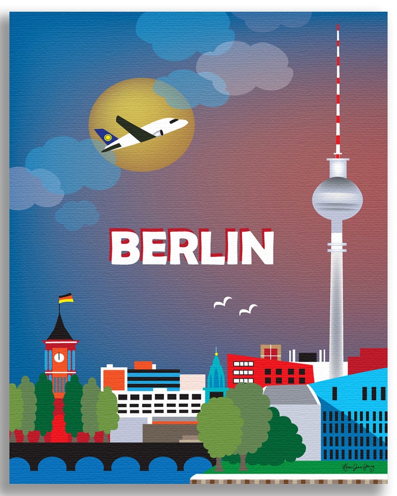 Berlin Vertical Skyline Art, Berlin Poster, Berlin city, Germany Travel Poster, Berlin Wall Decor, Loose Petals City Art Print E8-O-BER image 4