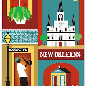 New Orleans Poster, New Orleans LA Art, New Orleans Karte, NOLA Art, New Orleans Dekor, Big Easy, Jazz Print, Vertikale Stadt, Stil E8-O-NOLA