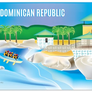 Dominican Republic art print,  Dominican Republic map, Dominican Republic travel poster, Caribbean poster, raft art - style E8-O-DOM