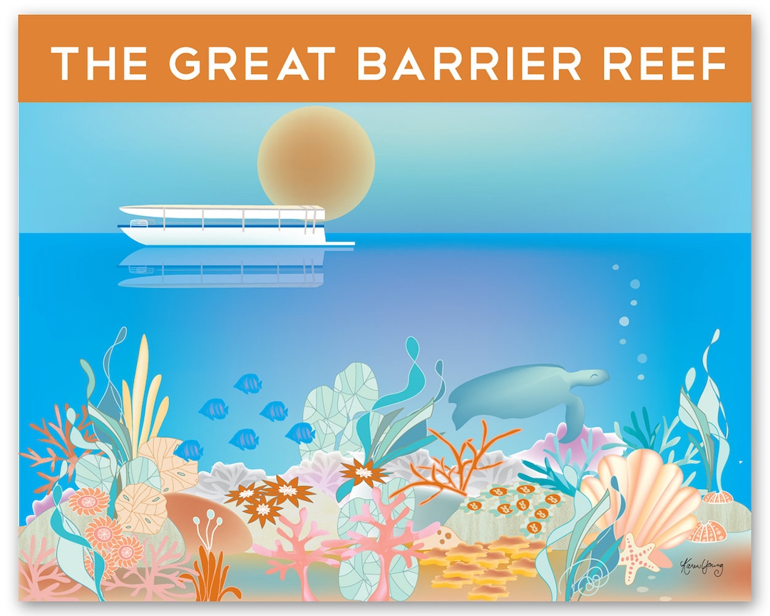 グレートバリアリーフのポスター、グレートバリアリーフのオーストラリアのプリント、グレートバリアリーフのプリント、バリアリーフのキャンバスアートプリント  E8-O-GR-BAR - Etsy 日本