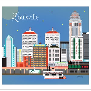 Louisville Art, Louisville Skyline, Kentucky Art Print, Louisville Wall Art, Louisville Wedding Print, Kentucky horizontal, style E8-O-LOV image 3