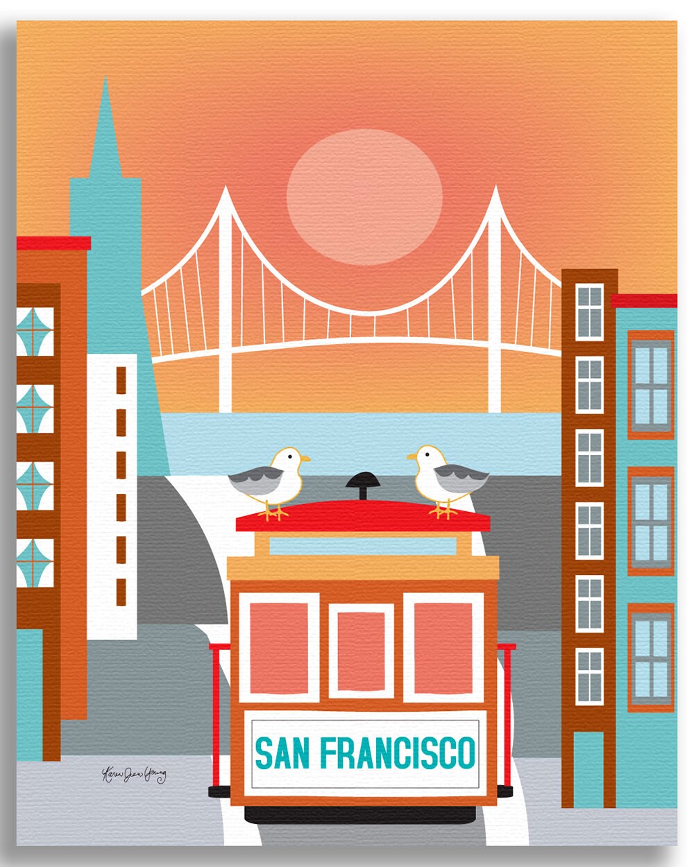 Art Cable Print Petals Francisco Children\'s Vertical Skyline E8-O-SF19 Room, Print, Print, Nursery - Art SF San Style Car for Print Loose Etsy City