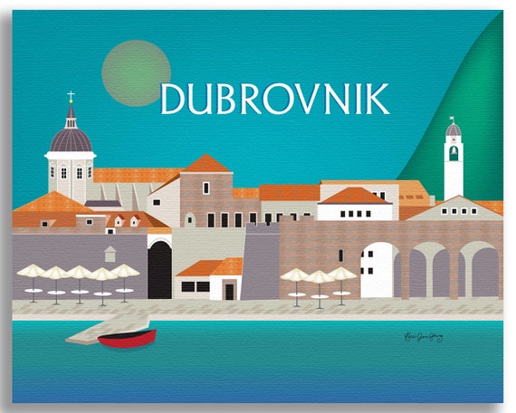 Dubrovnik Skyline Art Print, Dubrovnik Poster, Croatia Art