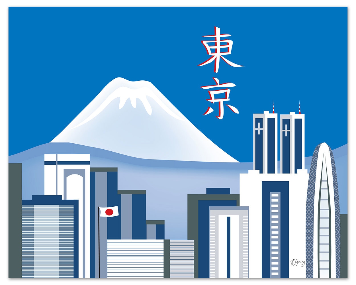 アート・デザイン・音楽 FROM TIPI TO SKYSCRAPER Tokyo Japan Retro 80's Synth Wave Pop Style CyberPunk Wall