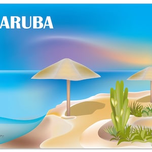 Aruba Art, Aruba map, Aruba skyline print, Aruba Travel Print, Aruba Wall Art, Caribbean print, Caribbean poster - style E8-O-ARU