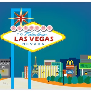 Impression d'art sur la ligne d'horizon de Las Vegas, cadeau de mariage de Las Vegas, décoration de Las Vegas, art cadeau d'art de Bachelorette de Las Vegas - style E8-O-LAV