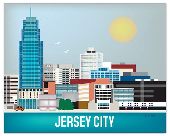 Jersey City Print, Jersey City Skyline, Jersey City, New Jersey, Jersey City Wall Art, Jersey City Wedding, Jersey City NJ- style E8-O-JER