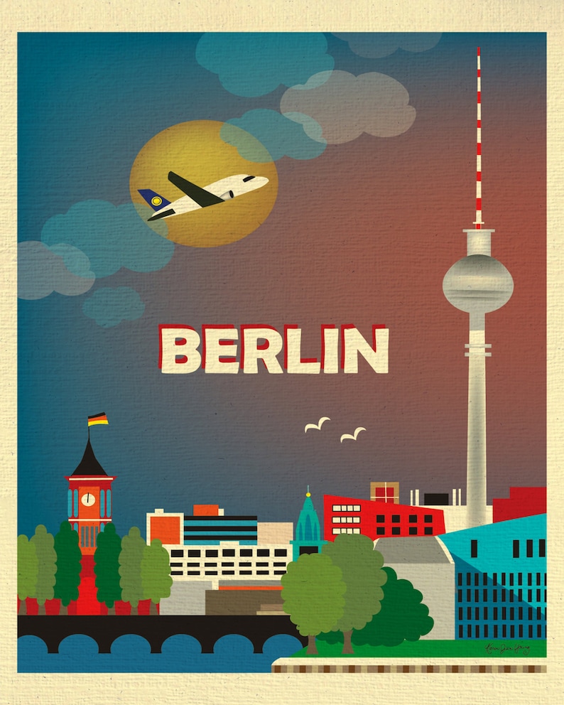Berlin Vertical Skyline Art, Berlin Poster, Berlin city, Germany Travel Poster, Berlin Wall Decor, Loose Petals City Art Print E8-O-BER image 2