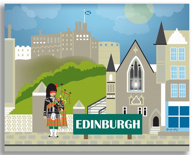 Edinburgh Skyline Print Edinburgh Horizontal Art Edinburgh Etsy