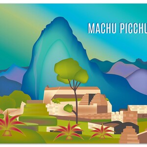 Machu Picchu  Print, Peru Art, Mahcu Picchu skyline City Travel Wall Art, Peruvian Art Print, Artwork - style E8-O-MAC