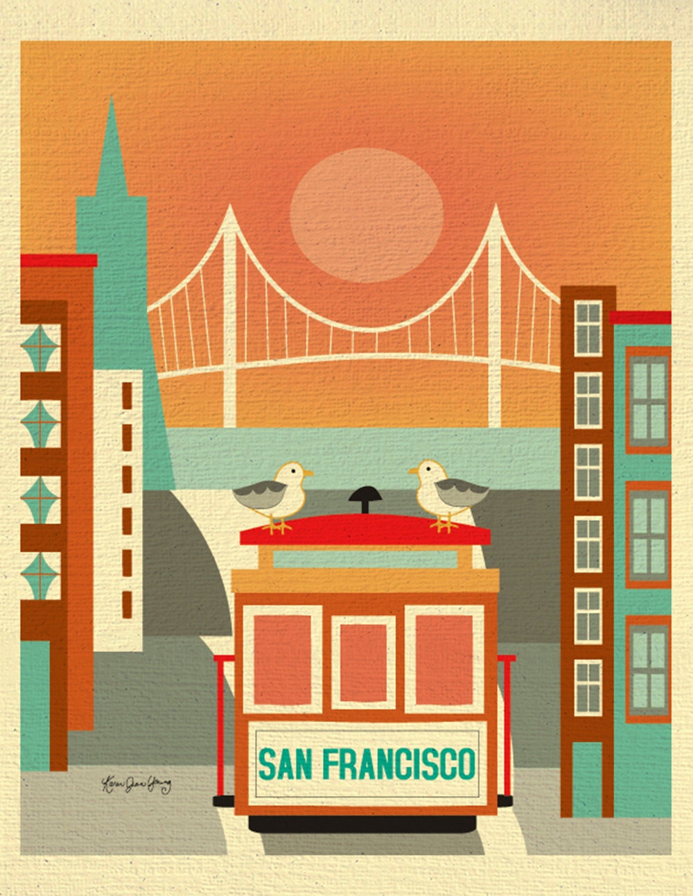San Francisco Skyline Art Print, Cable Car Print, SF Vertical Print for  Nursery Children's Room, Loose Petals City Art Print Style E8-O-SF19 - Etsy