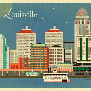 Louisville Art, Louisville Skyline, Kentucky Art Print, Louisville Wall Art, Louisville Wedding Print, Kentucky horizontal, style E8-O-LOV image 2