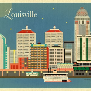 Louisville Art, Louisville Skyline, Kentucky Art Print, Louisville Wall Art, Louisville Wedding Print, Kentucky horizontal, style E8-O-LOV image 2