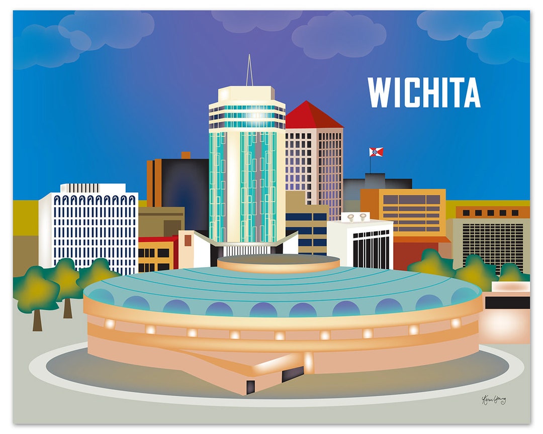 Wichita Skyline Print Kansas Wall Art Travel Wall photo pic