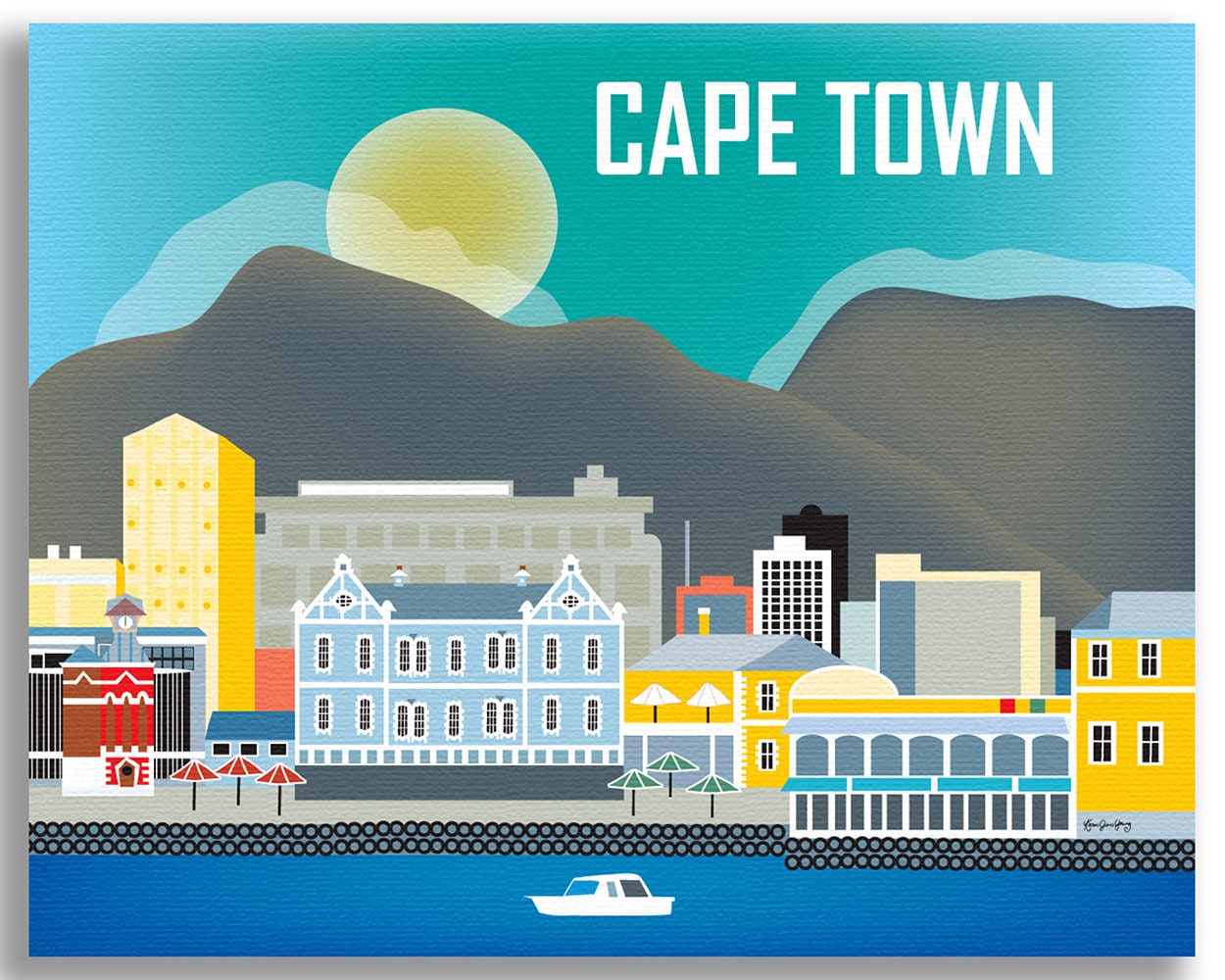Cape Town Skyline Art Print South Africa Horizontal Art Cape Etsy