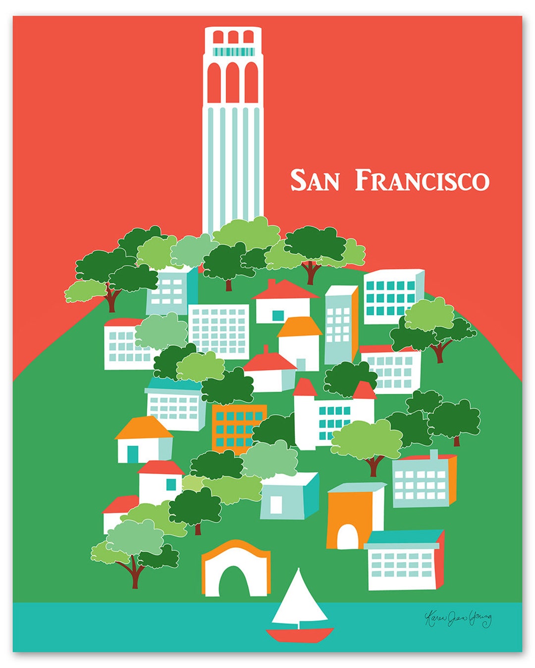 San Francisco Art Print, San Francisco Skyline Print, San Francisco