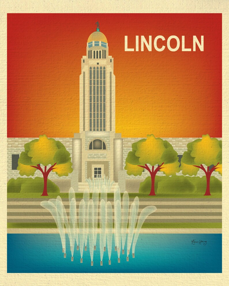 Lincoln NE Art Lincoln Ne Map Lincoln Ne Skyline Print Etsy