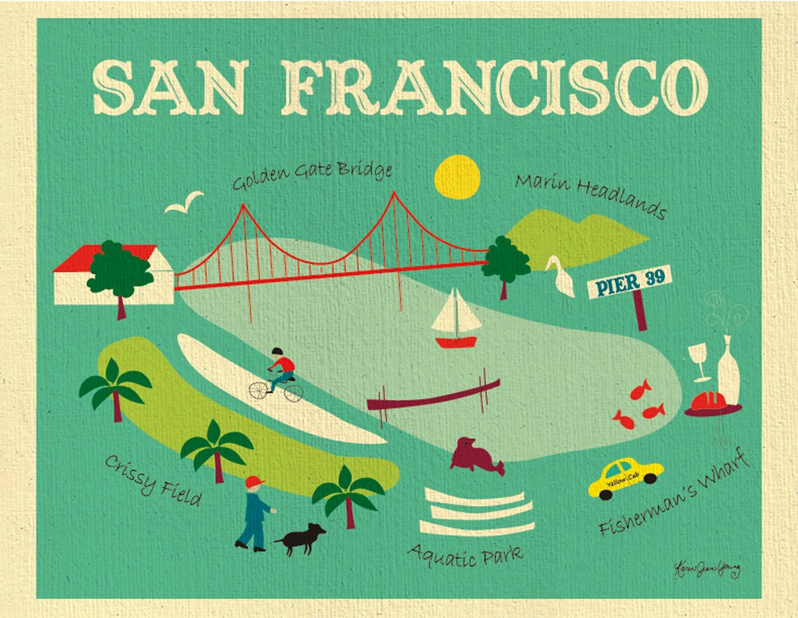 San Francisco Map San Francisco Art San Francisco Wall Art Etsy