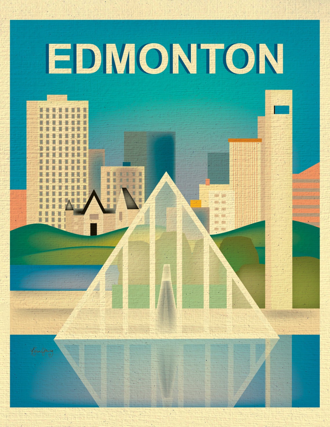 Edmonton Print Edmonton Skyline Edmonton Art Canada Print Etsy