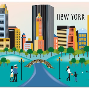 Stampa Skyline di New York City, arte murale di New York City, stampa Central Park, stampa NY, poster di New York, regalo NYC, stile Loose Petals E8-O-CP
