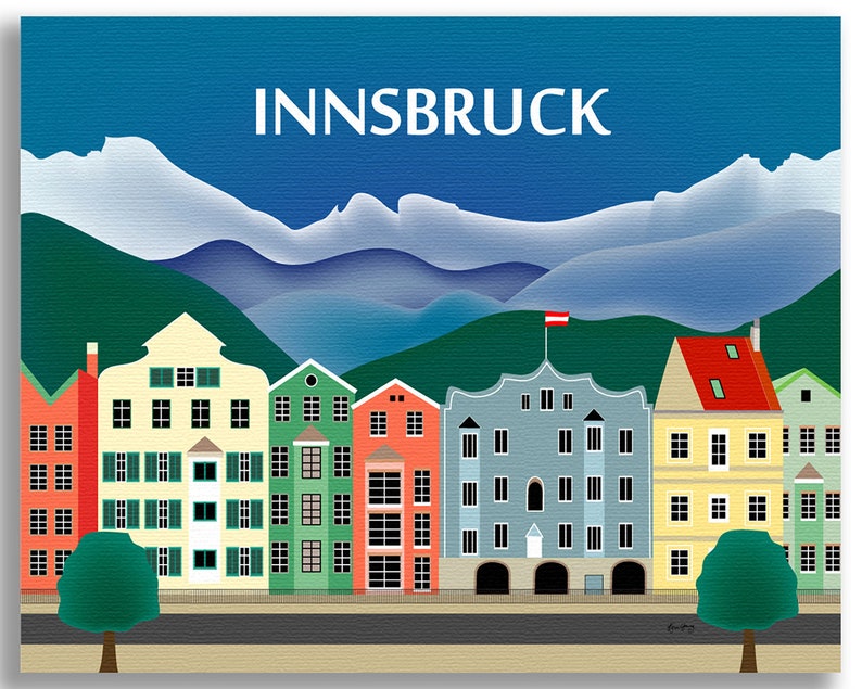 Innsbruck Skyline Art Print Innsbruck Austria Travel Print Etsy
