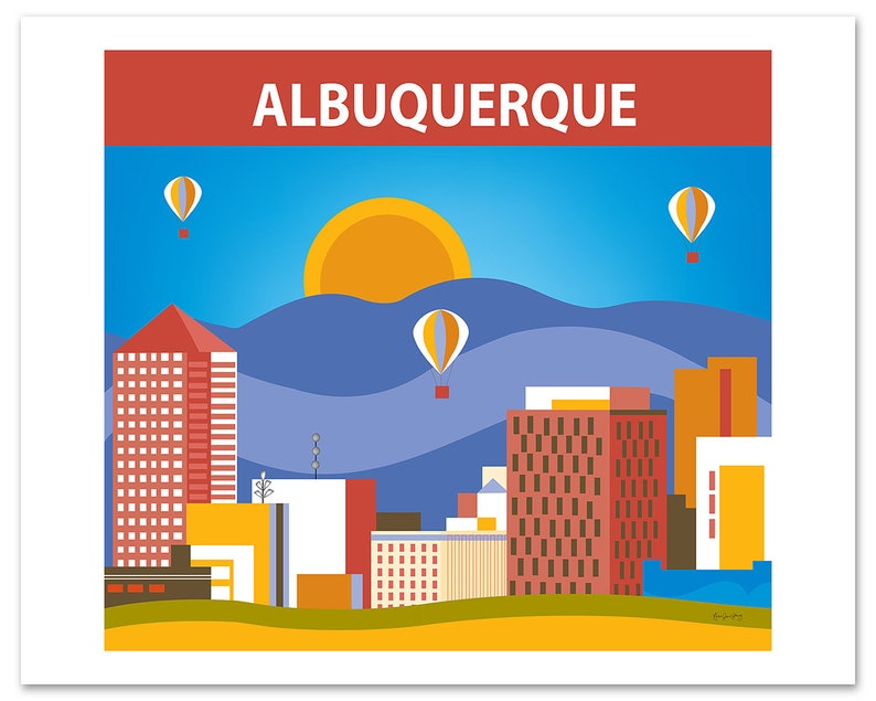 Albuquerque Skyline Art Print Albuquerque Artwork Etsy