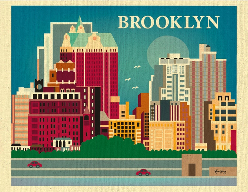 Brooklyn Art Print Skyline Brooklyn NY Wall Art Brooklyn Etsy