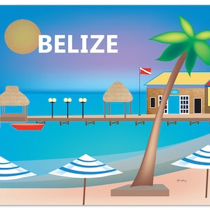 Belize Art, Belize Print, Belize Wall Art, Belize Traveler&#39;s Art Gift,  Vacation Belize Poster, Belize Wedding Art Print  - style E8-O-BELI