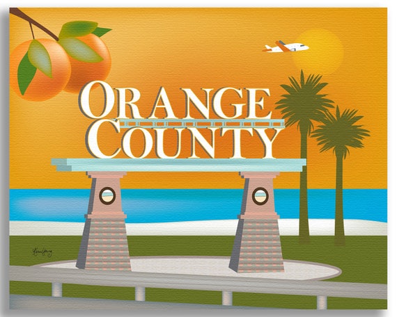 Orange County Skyline Print, Orange County California Art, Orange