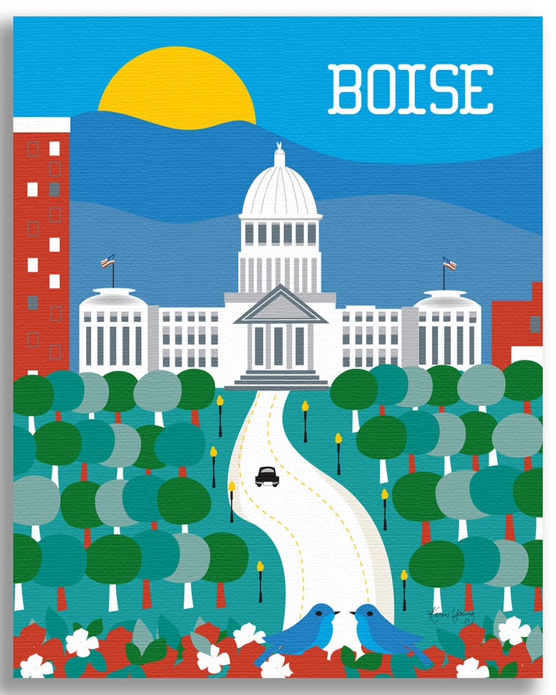 Boise Idaho Skyline Print Boise Wall Art Vertical Boise Etsy