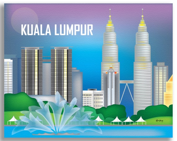Kuala Lumpur Skyline Art Print, Malaysia Poster, Petronas Tower
