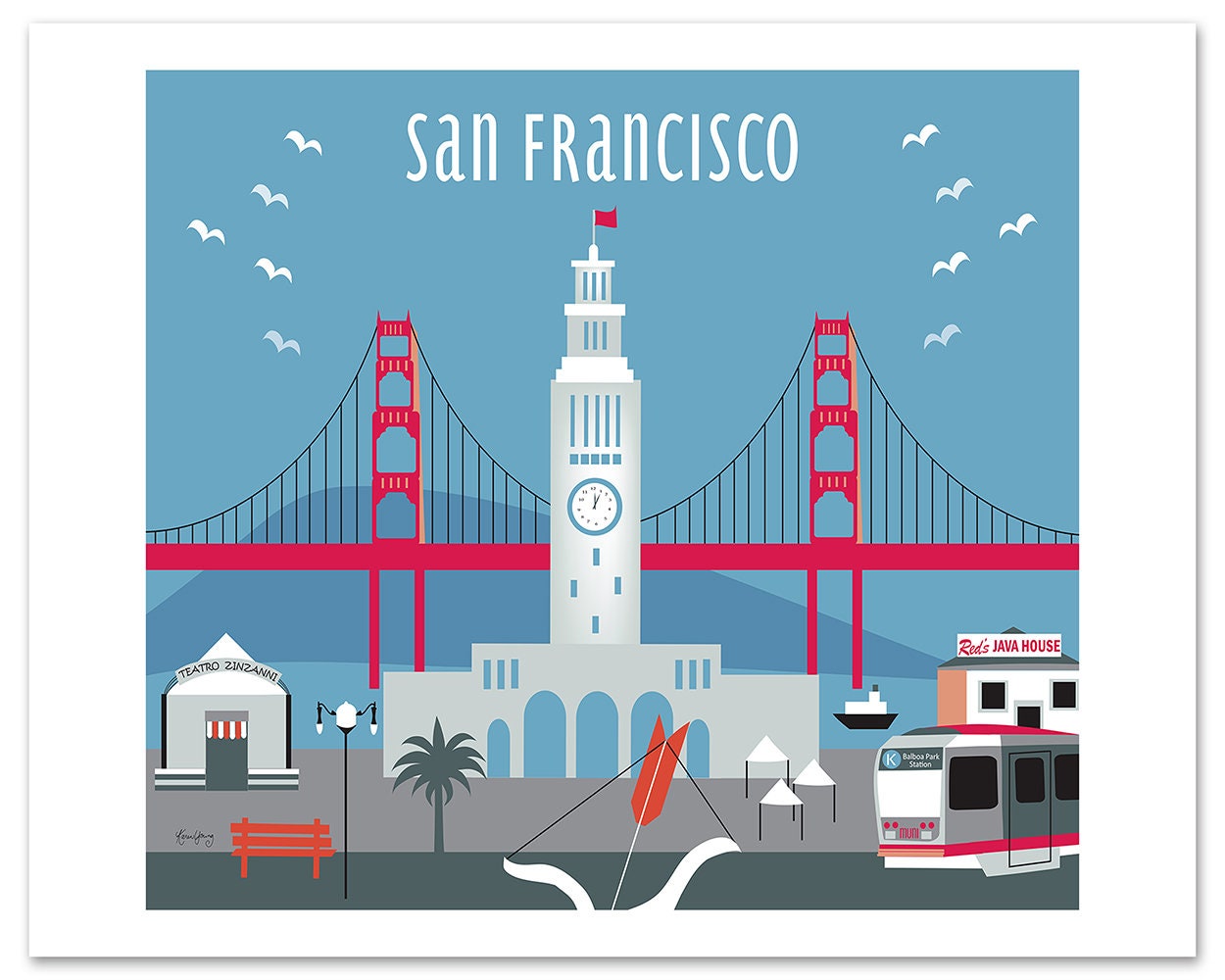 San Francisco Ferry Print, Gift, Wall Francisco Skyline Style-e8-o-sf13 - Print, Loose Art, Art Petals Building Print, Art Decor, Etsy SF City San