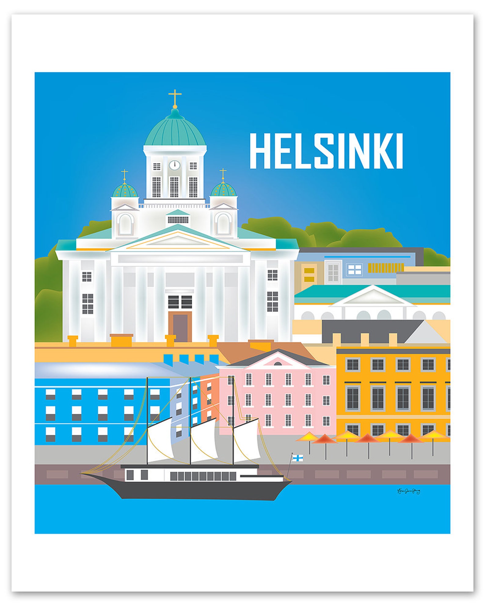 Helsinki Art Helsinki Skyline Print Finland Wall Art Etsy