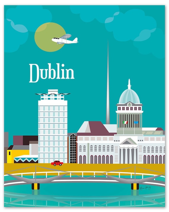 Surrey Baan Professor Dublin Ierland Art Print Dublin Skyline Print Dublin Art - Etsy Nederland
