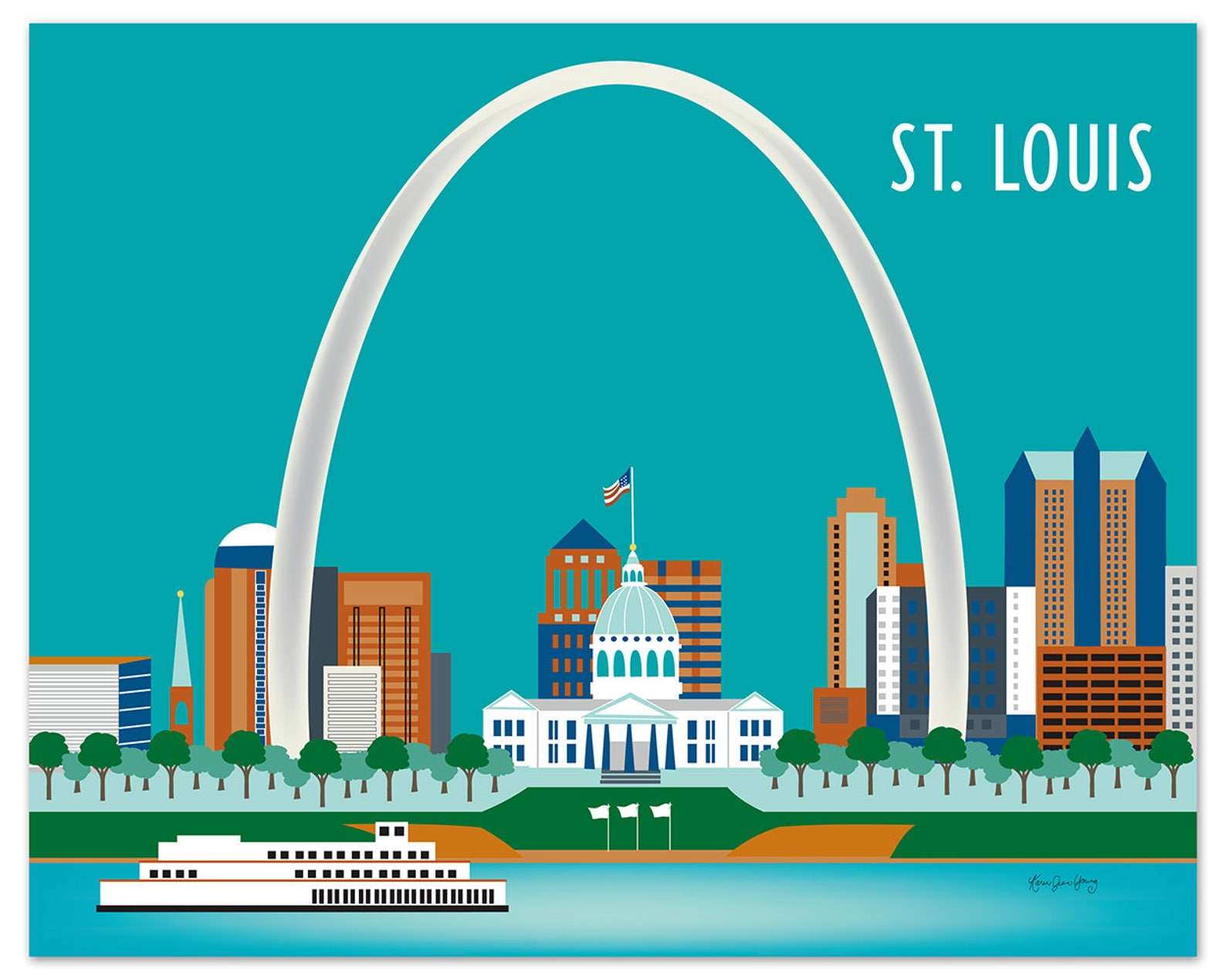 St. Louis Skyline Art Print St. Louis Wall Art St. Louis Etsy