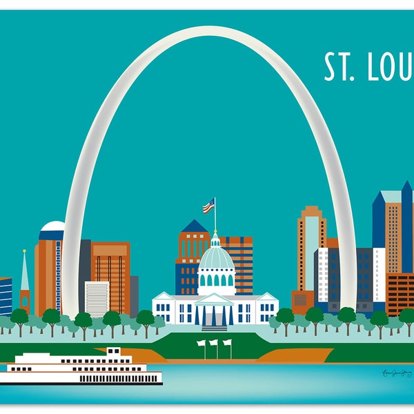 St. Louis Skyline Art Print, St. Louis Wall Art,  St. Louis Ach, St. Louis Map Print, St.  Louis Nursery Room, Loose Petals - style E8-O-STL