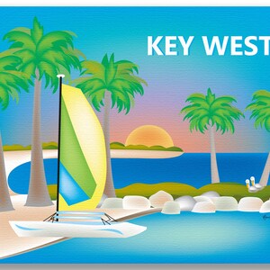 Key West Skyline Print, Key West Wall Art, Key West, Florida Travel Print, Key West Baby Art, Key West art souvenir, Keys style E8-O-KEY image 4