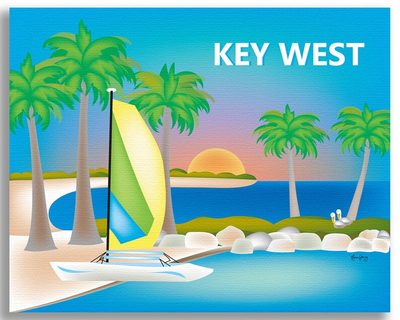 Key West Skyline Print, Key West Wall Art, Key West, Florida Travel Print, Key West Baby Art, Key West art souvenir, Keys style E8-O-KEY image 4