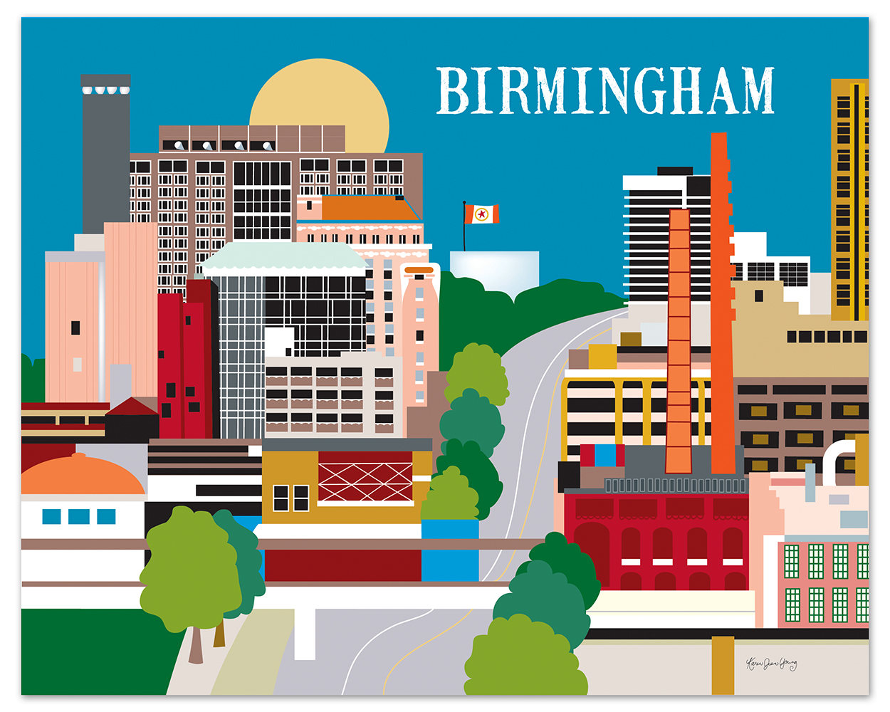 Birmingham AL Art Print Birmingham AL Skyline Wall Art Etsy