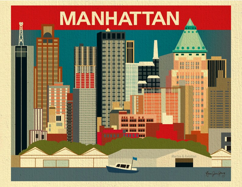 Manhattan Skyline Art Print New York Print NYC Skyline New Etsy