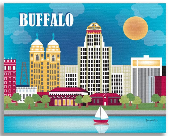 Buffalo NY Print, Buffalo Skyline, Buffalo Ny Artwork