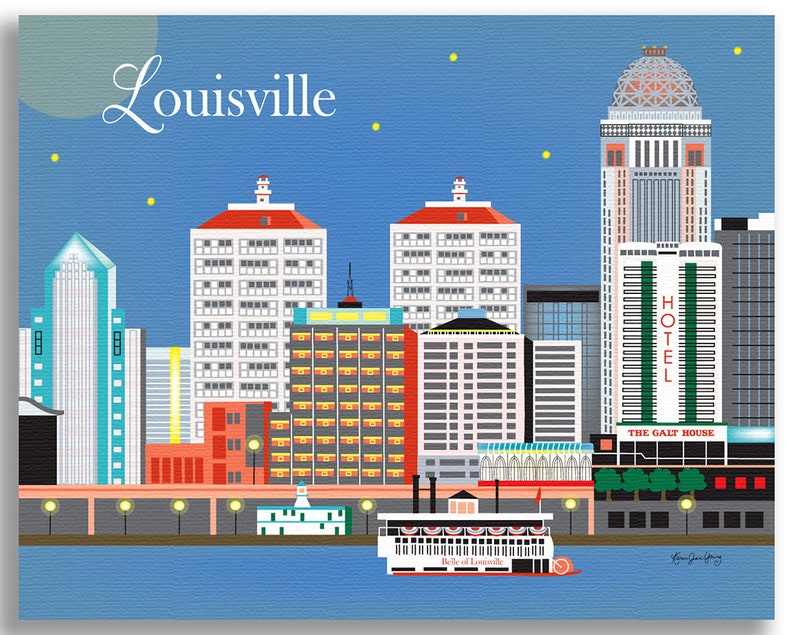 Louisville Art, Louisville Skyline, Kentucky Art Print, Louisville Wall Art, Louisville Wedding Print, Kentucky horizontal, style E8-O-LOV image 4