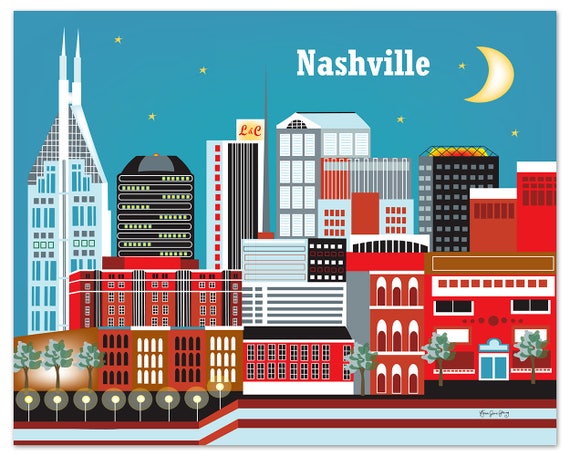 Nashville tennessee city skyline with color Vector Image