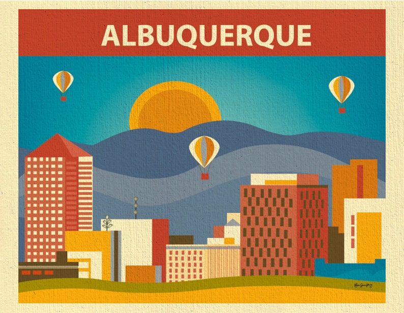 Albuquerque Skyline Art Print Albuquerque Artwork Etsy