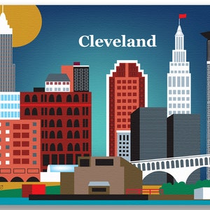 Cleveland Art Print, Cleveland Skyline, Cleveland Map, Cleveland Skyline, Cleveland Ohio, Cleveland Poster, Ohio decor style E8-O CLE image 4