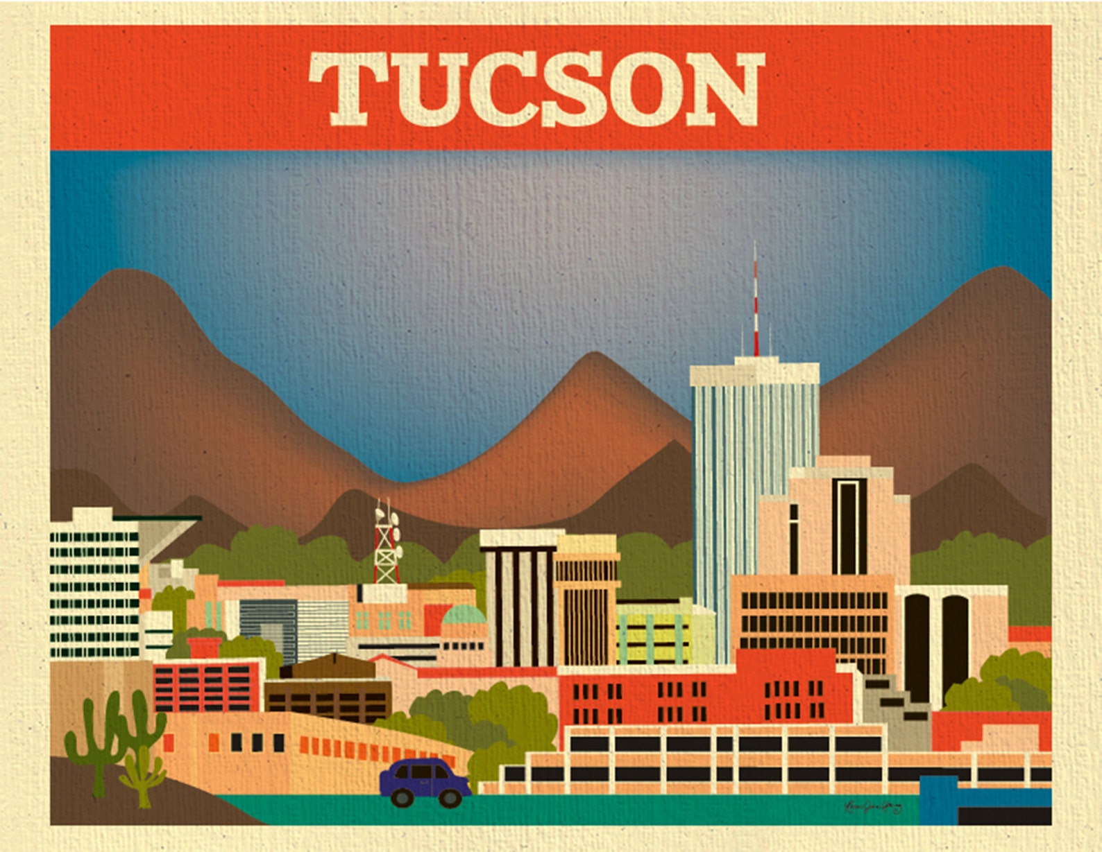 Tucson Skyline Art Print Tucson Wall Art Tucson City Tucson Etsy