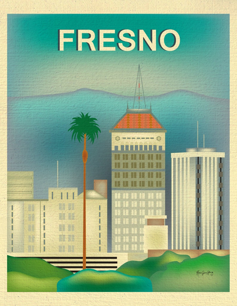 Fresno California Artwork Fresno Print Fresno Skyline Etsy