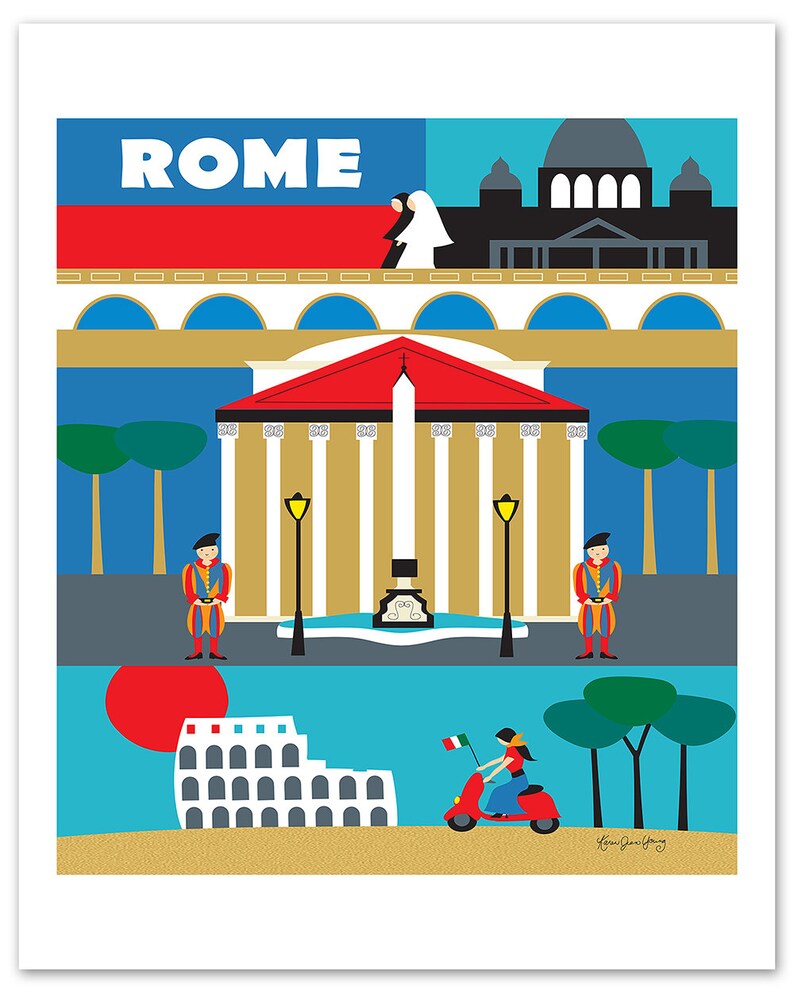 Rome Print Rome Wall Art Italy Travel Poster Rome Map Rome Etsy