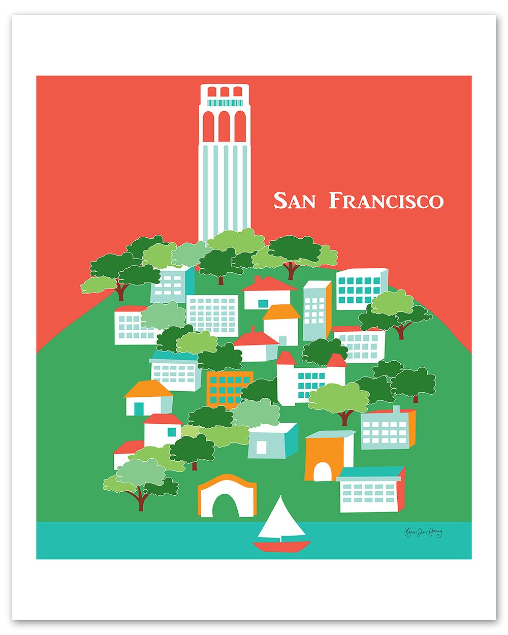 San Francisco Art Print San Francisco Skyline Print San Etsy